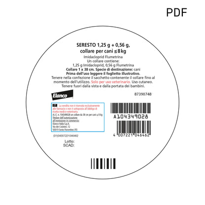 Seresto® Collare Antiparassitario Piccoli Cani Elimina Protezione Pulci Zecche Cani piccoli - fino a 8kg