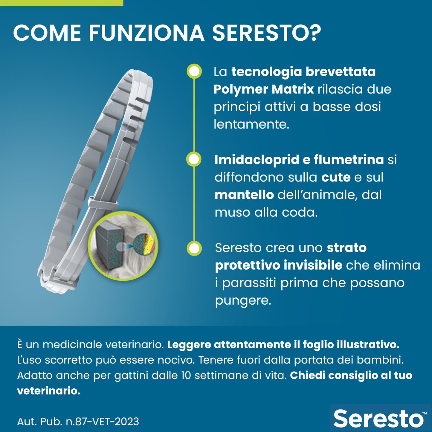Seresto® Collare Antiparassitario Gatti Elimina Protezione Pulci Zecche